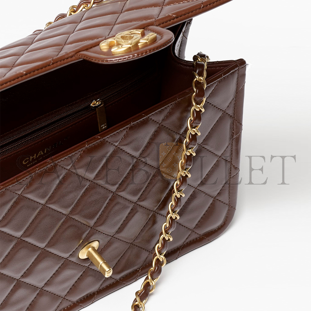 CHANEL SHINY CRUMPLED CALFSKIN & GOLD-TONE METAL LARGE FLAP BAG AS5145 (28*20*7cm)